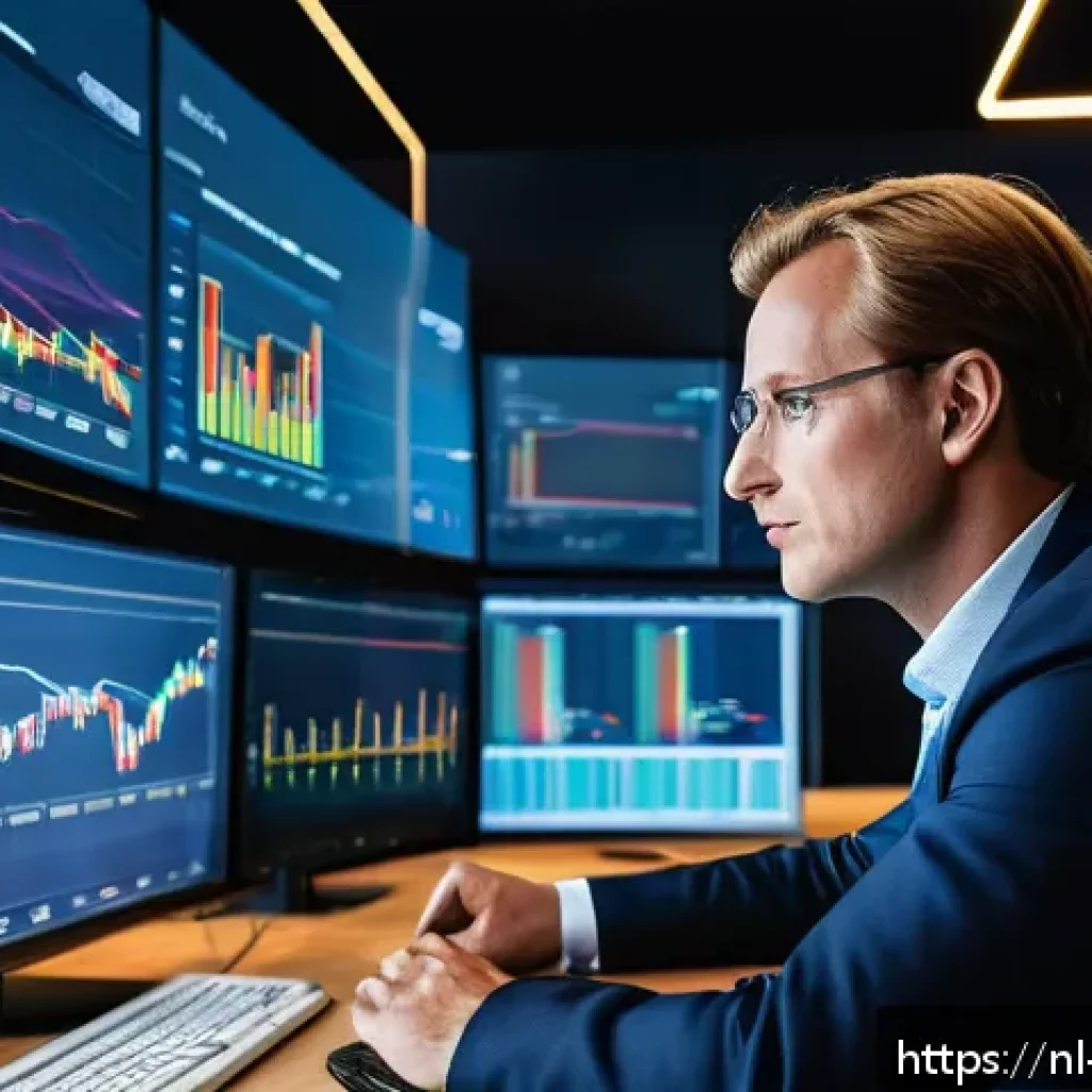 행동재무학에서의 성과 측정 방법 - A sophisticated financial analyst office scene set in Amsterdam, featuring a middle-aged professiona...
